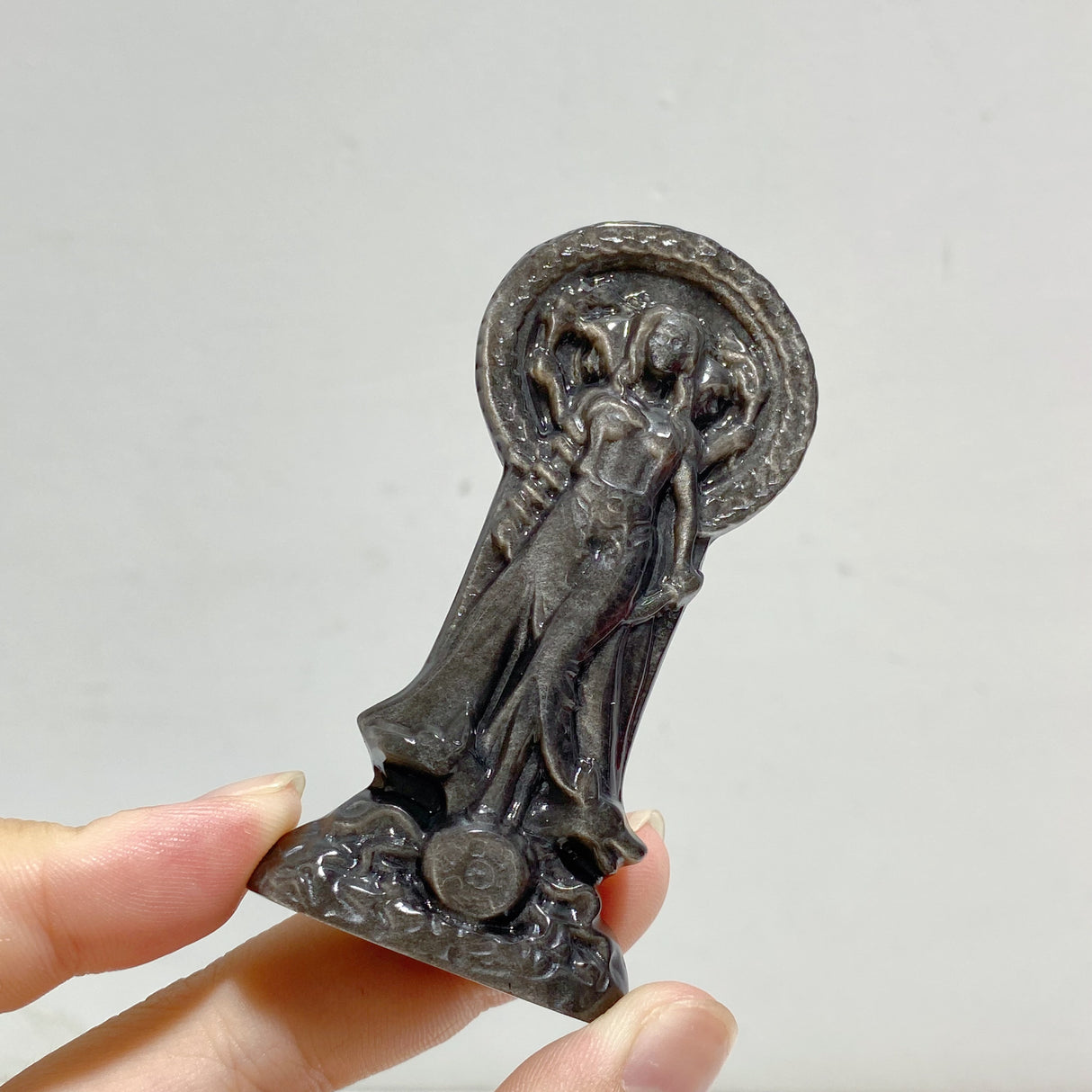 Silver Sheen Obsidian Hecate Carving Wholesale