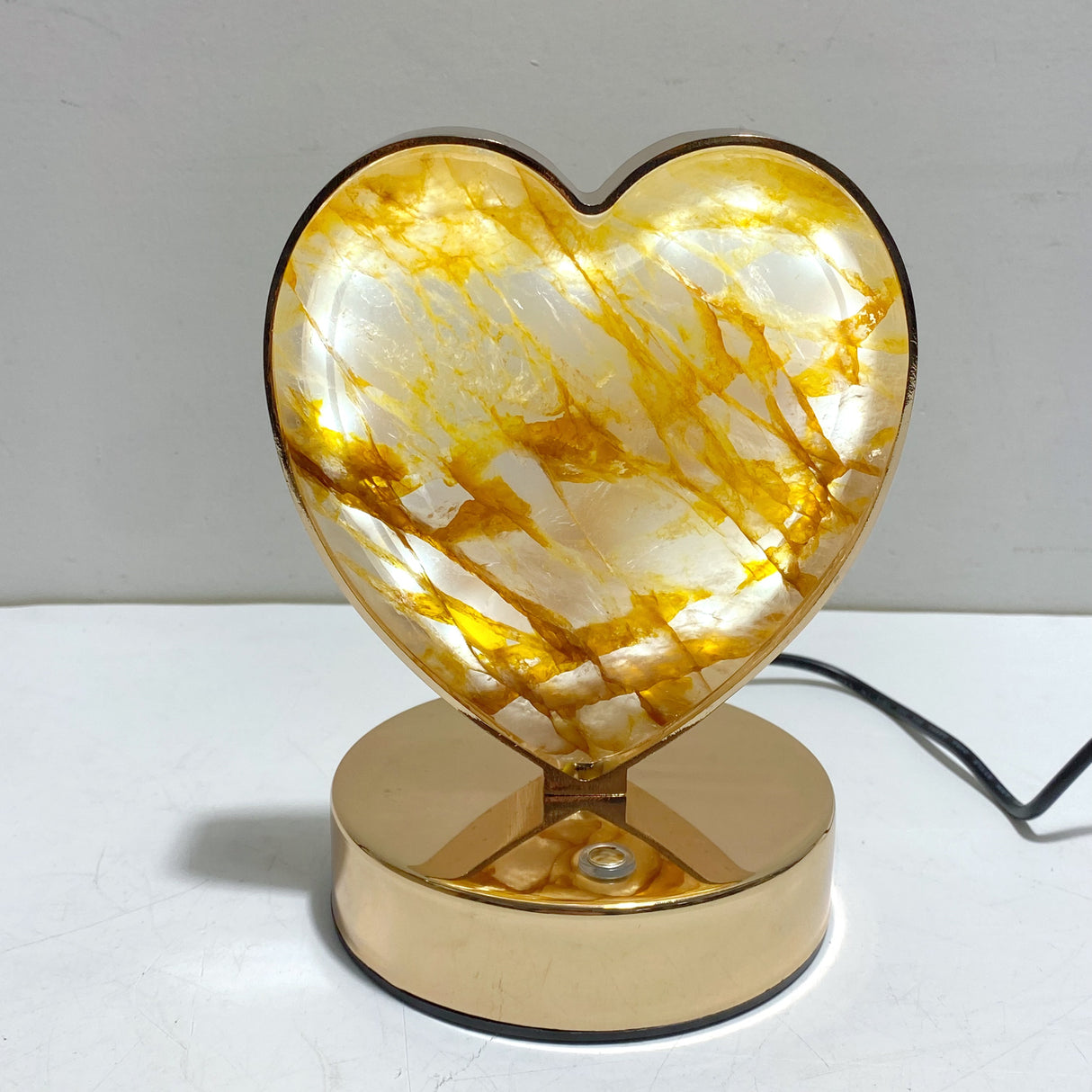 Hematoid Quartz LED Table Lamp Moon Heart & Butterfly Shape