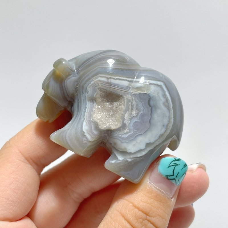 10 Pieces Beautiful Geode Druzy Agate Bear Carving - Wholesale Crystals