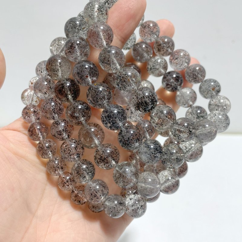 10 Pieces Black Mica Mixed Garden Quartz Bracelets - Wholesale Crystals