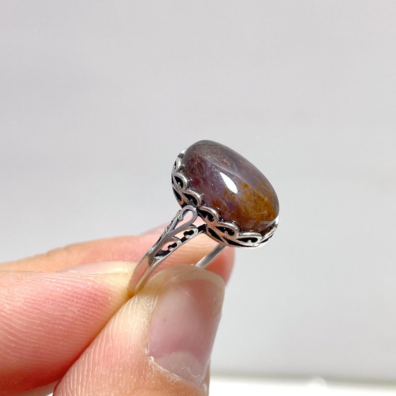 10 Pieces Cacoxenite Super7 Amethyst Sterling Silver Different Styles Ring - Wholesale Crystals