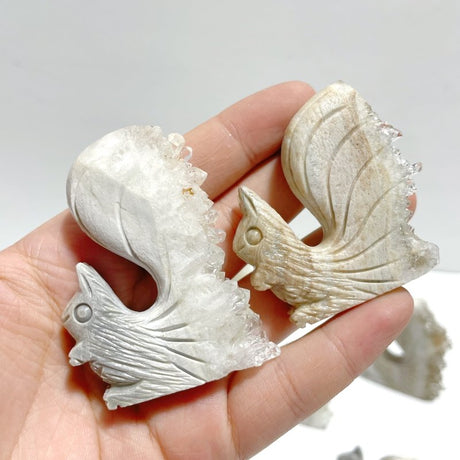 10 Pieces Clear Quartz Cluster Squirrel Carving - Wholesale Crystals