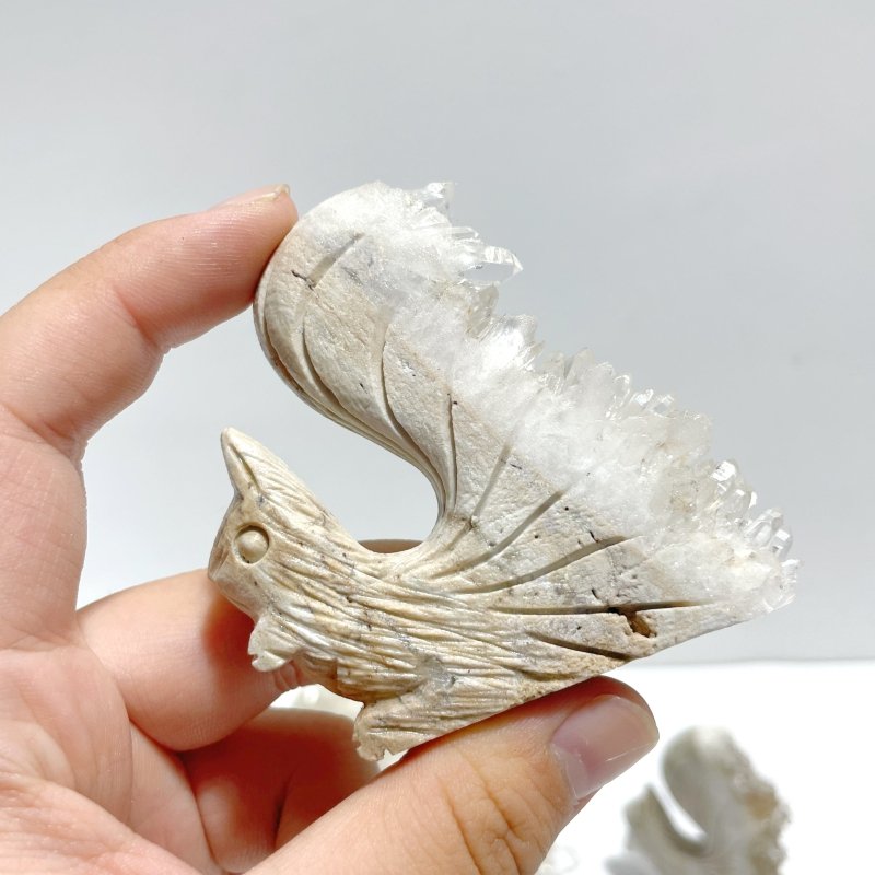 10 Pieces Clear Quartz Cluster Squirrel Carving - Wholesale Crystals