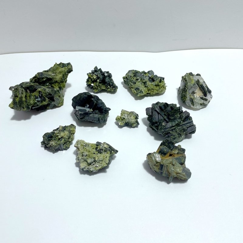 10 Pieces Green Tourmaline Specimen For Collection - Wholesale Crystals