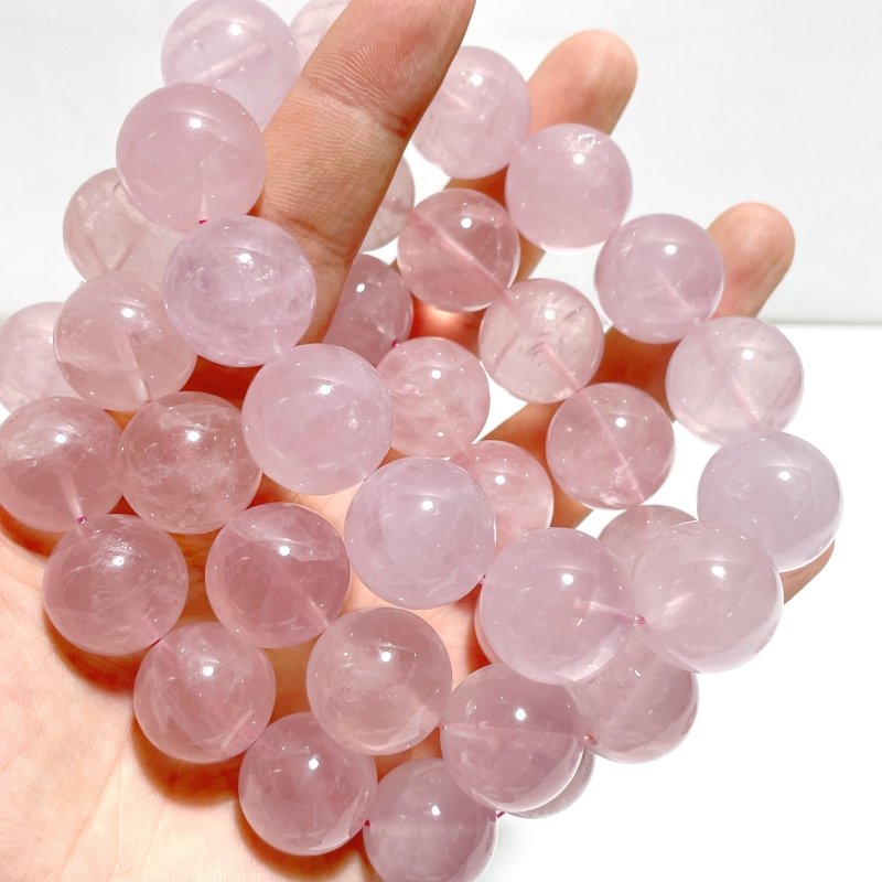 10 Pieces Large Beads 18mm Beautiful Rose Quartz Bracelets - Wholesale Crystals