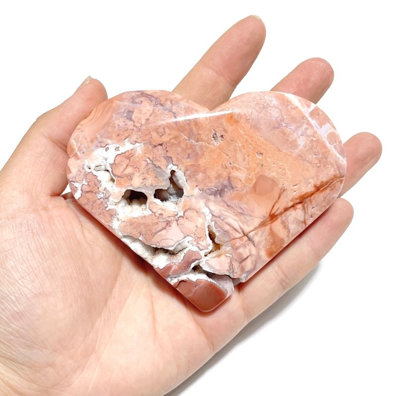 10 Pieces Pink Agate Heart With Stand - Wholesale Crystals