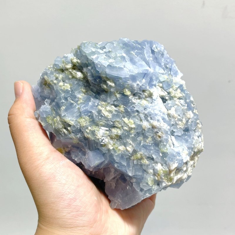 10 Pieces Raw Blue Calcite Mixed Peridot Specimen - Wholesale Crystals