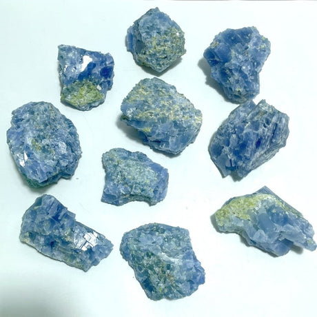 10 Pieces Raw Blue Calcite Mixed Peridot Specimen - Wholesale Crystals