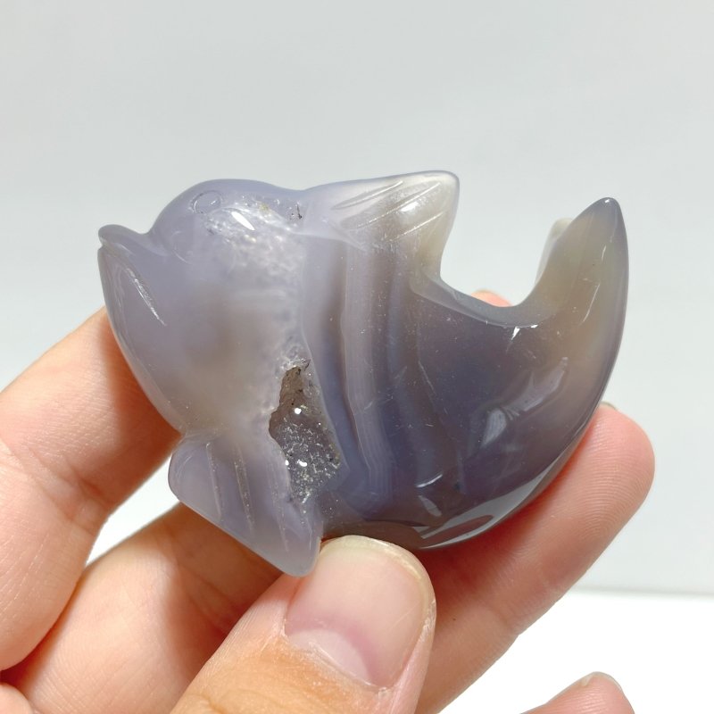 10 pieces Small Geode Agate Druzy Dolphin Carving - Wholesale Crystals