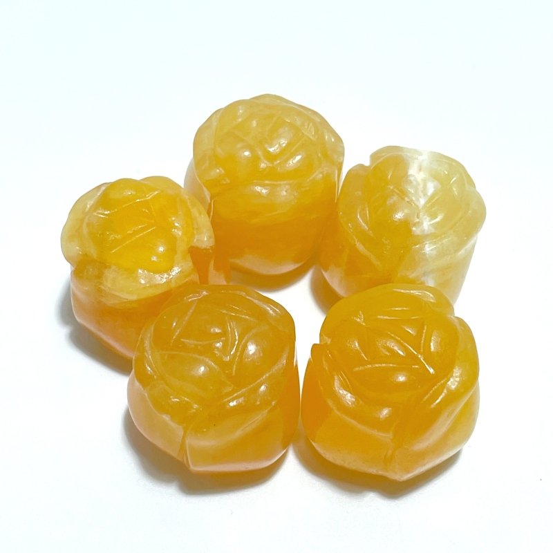 10 Types Small Rose Flower Carving Wholesale Fire Quartz Clear Quartz Yellow Calcite - Wholesale Crystals