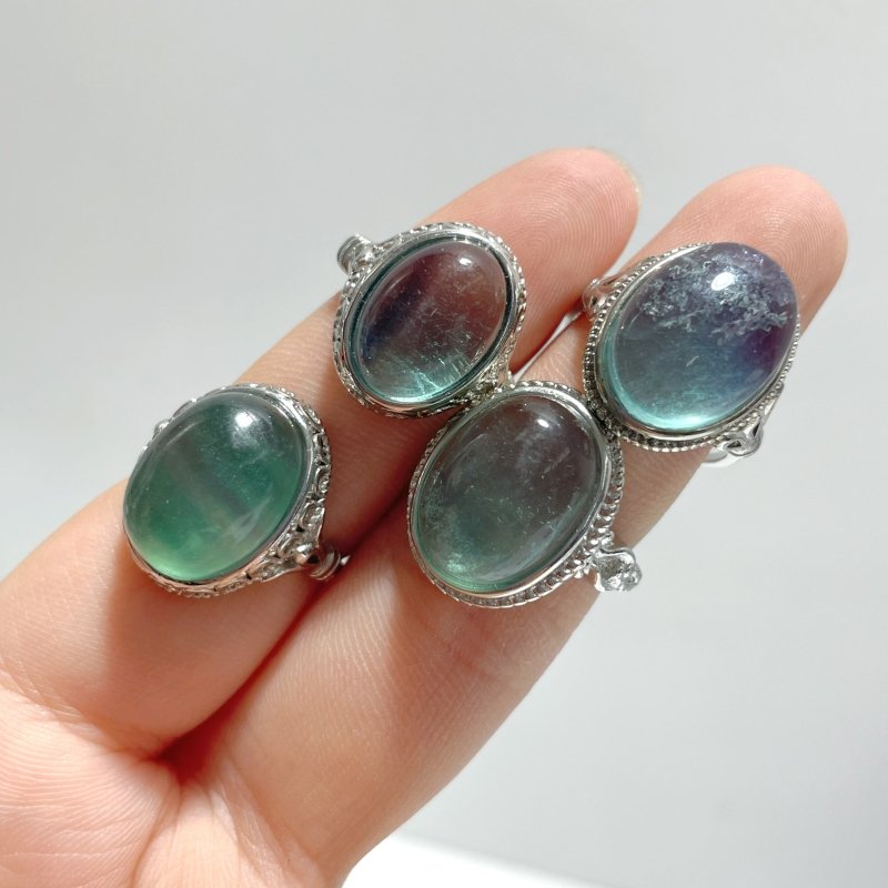 100 Pieces Beautiful Rainbow Fluorite Different Styles Ring Clearance - Wholesale Crystals