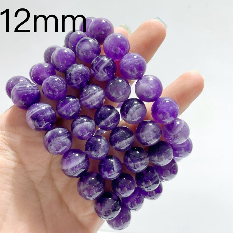 10mm/12mm Deep Purple Chevron Amethyst Bracelets Wholesale - Wholesale Crystals