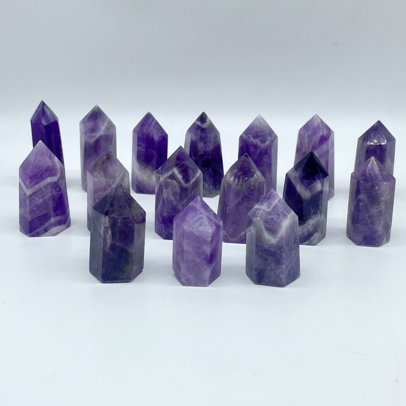 1.1 - 1.9in Mini Chevron Amethyst Tower Point Crystal Wholesale - Wholesale Crystals