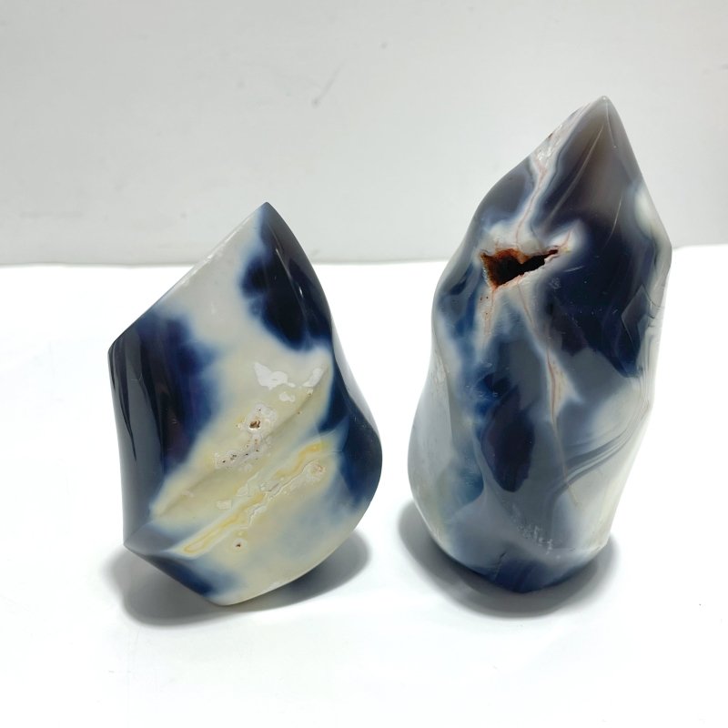 11 Pieces Black Orca Agate Flame Carving 4 - Wholesale Crystals