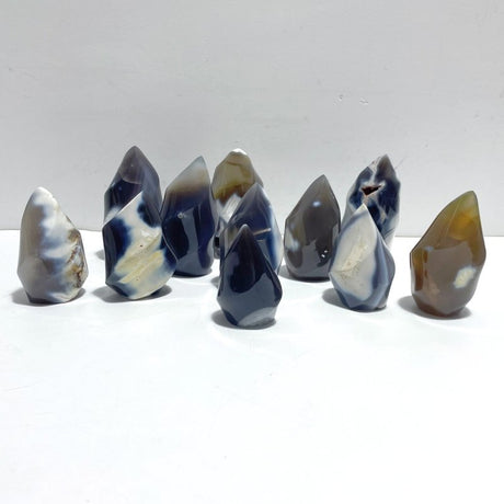 11 Pieces Black Orca Agate Flame Carving 4 - Wholesale Crystals