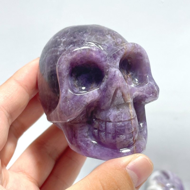 11 Pieces Chevron Amethyst Skull Carving - Wholesale Crystals
