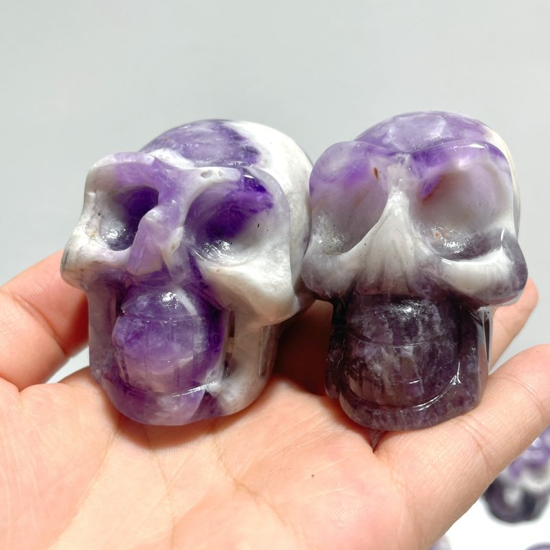 11 Pieces Chevron Amethyst Skull Carving - Wholesale Crystals