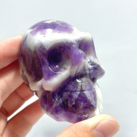 11 Pieces Chevron Amethyst Skull Carving - Wholesale Crystals