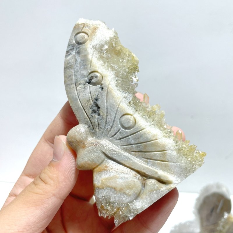 11 Pieces Clear Quartz Cluster Butterfly Fairy Carving - Wholesale Crystals