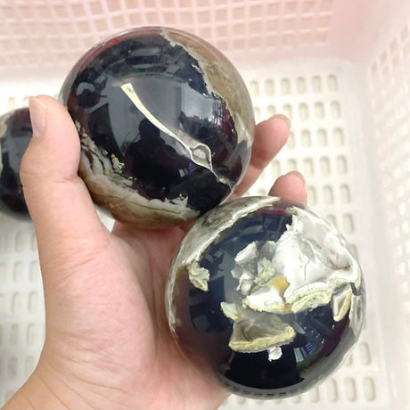 11 Pieces Large Volcano Agate Spheres (UV Reactive) - Wholesale Crystals