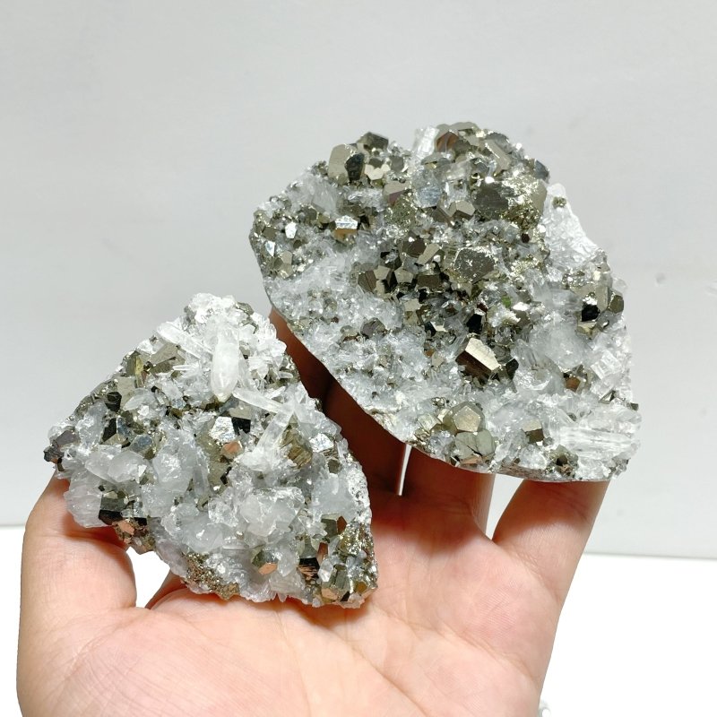 11 Pieces Pyrite Mixed Clear Quartz Cluster Specimen For Collection - Wholesale Crystals