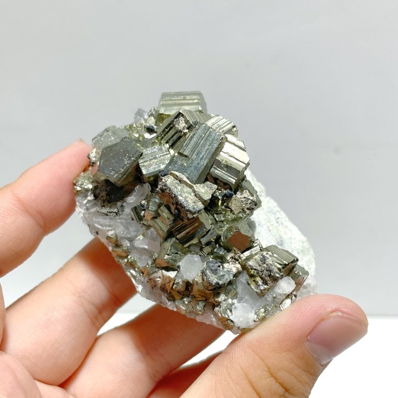 11 Pieces Pyrite Mixed Clear Quartz Cluster Specimen For Collection - Wholesale Crystals
