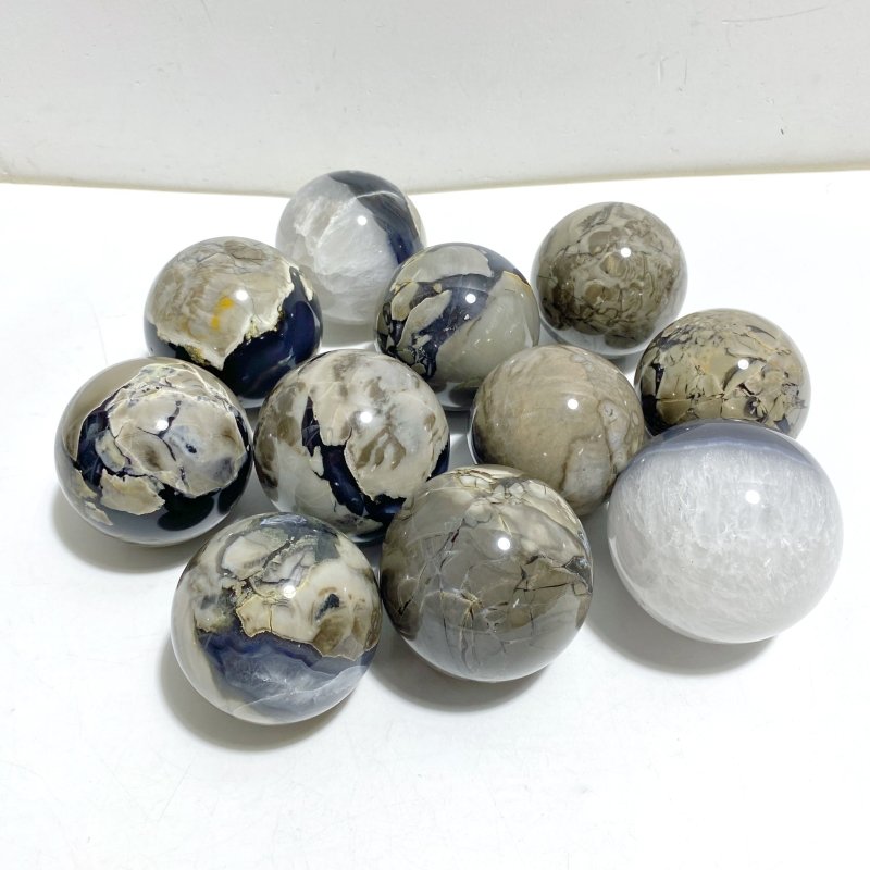 11 Pieces Volcano Agate Spheres Balls(UV-Reactive) -Wholesale Crystals