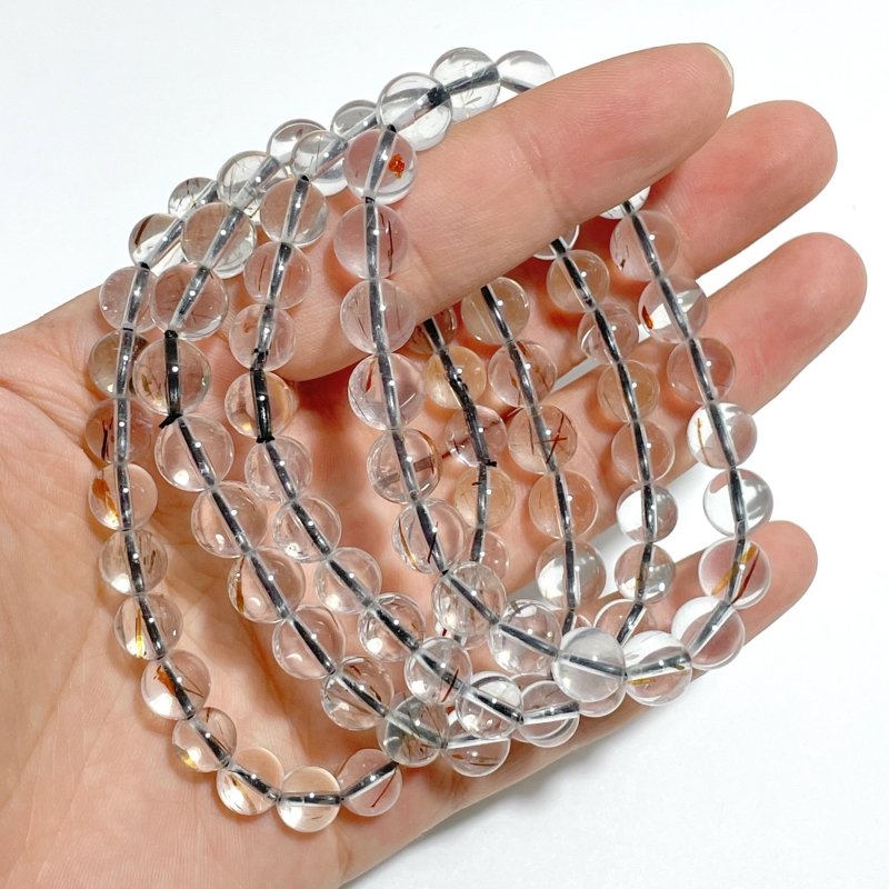 12 Pieces 8mm Rutile Quartz Bracelet Closeout - Wholesale Crystals