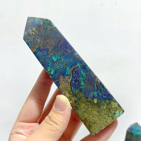 12 Pieces Azurite Four - sided Tower Point - Wholesale Crystals