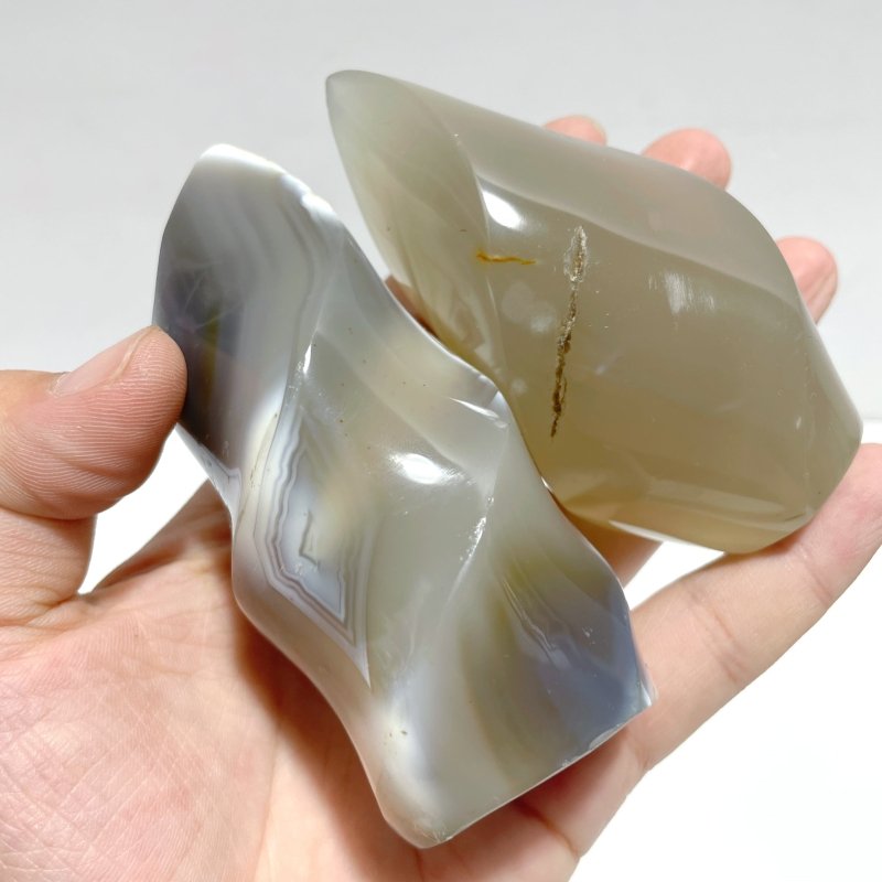 12 Pieces Black Orca Agate Flame Carving 1 - Wholesale Crystals