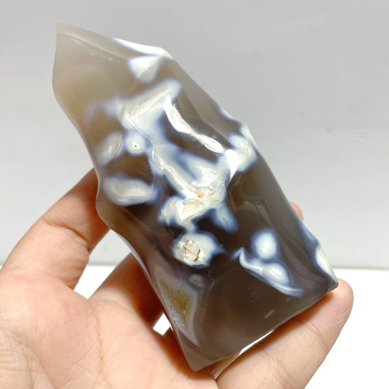 12 Pieces Black Orca Agate Flame Carving 1 - Wholesale Crystals