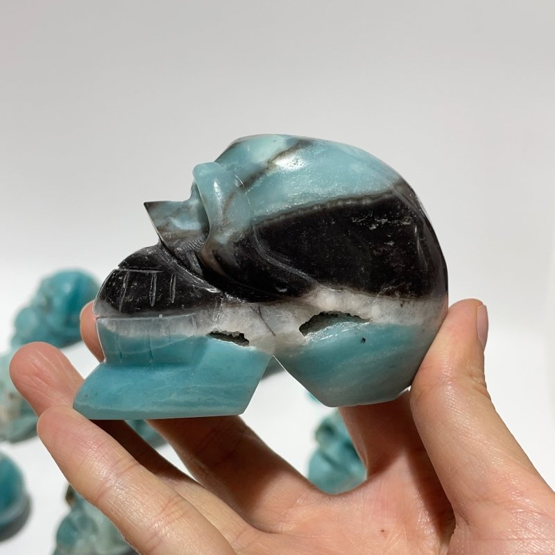 12 Pieces Caribbean Calcite Skull Carving -Wholesale Crystals