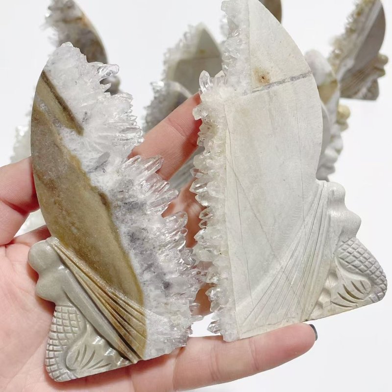 12 Pieces Clear Quartz Cluster Mermaid Carving - Wholesale Crystals