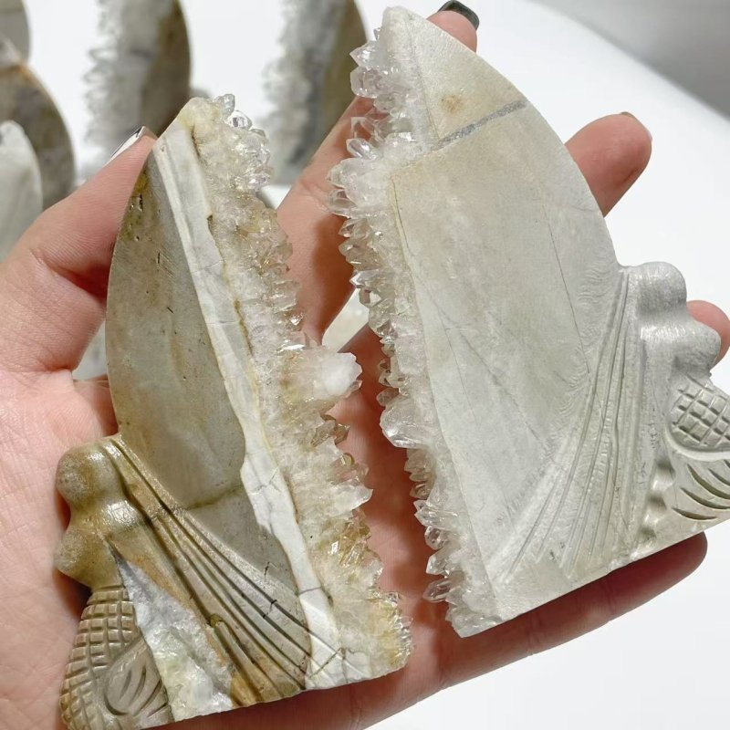 12 Pieces Clear Quartz Cluster Mermaid Carving - Wholesale Crystals