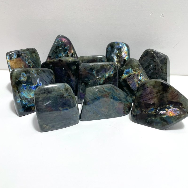 12 Pieces Large Beautiful Polished Purple Blue Labradorite Free Form - Wholesale Crystals