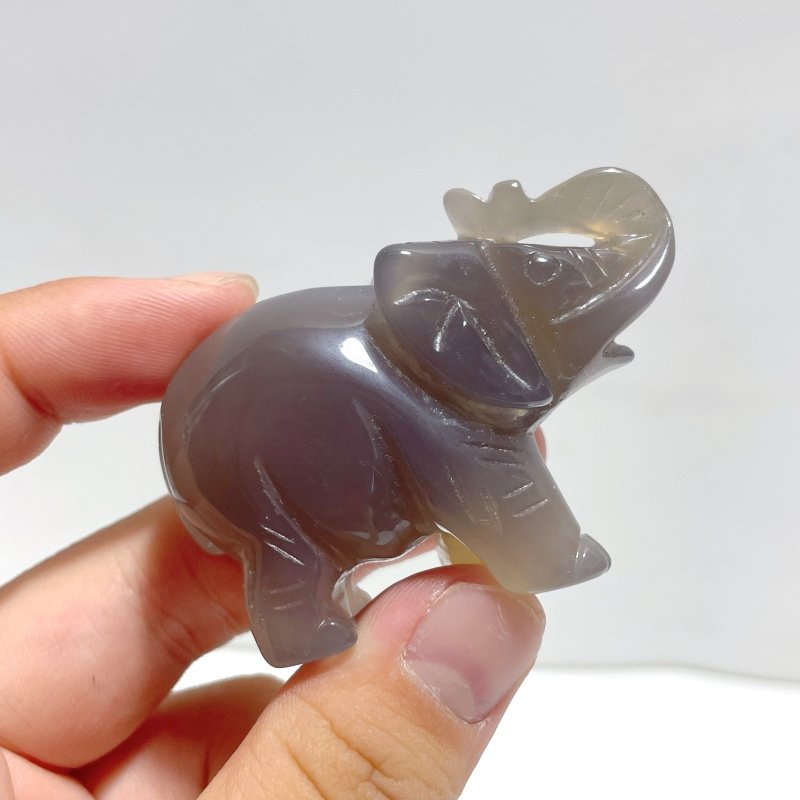 12 pieces Small Geode Agate Druzy Elephant Carving - Wholesale Crystals