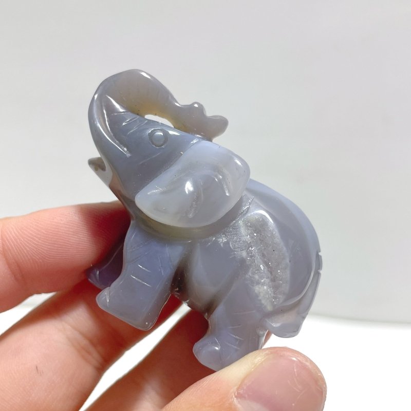 12 pieces Small Geode Agate Druzy Elephant Carving - Wholesale Crystals