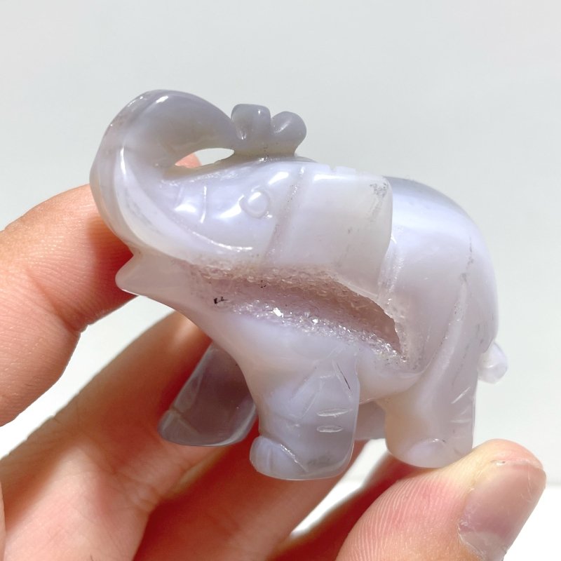 12 pieces Small Geode Agate Druzy Elephant Carving - Wholesale Crystals