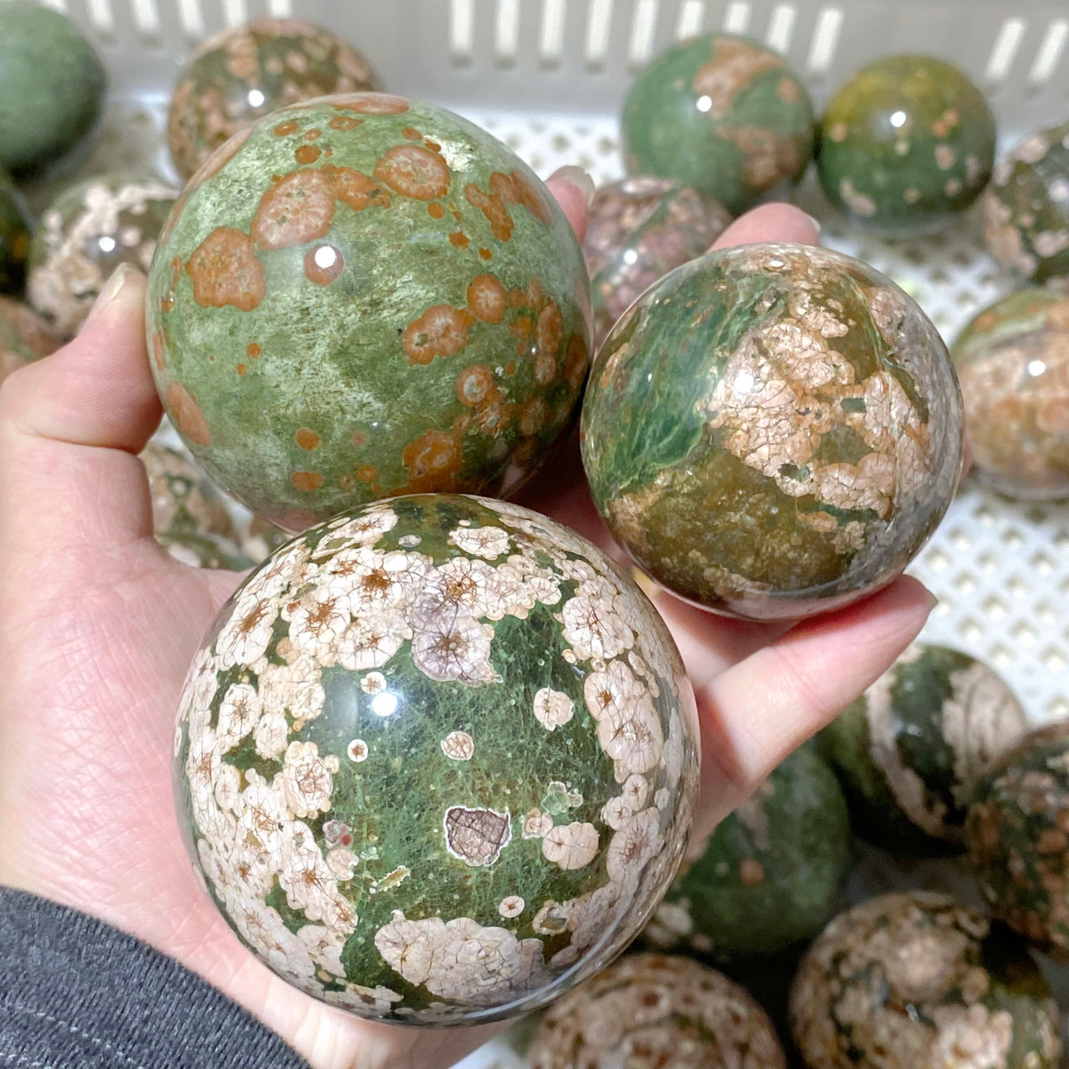 56 Pieces Rainforest Jasper Spheres (Sea Freight Only)