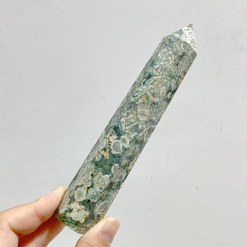 13 - 17cm Green Sakura Flower Agate Point Wholesale - Wholesale Crystals