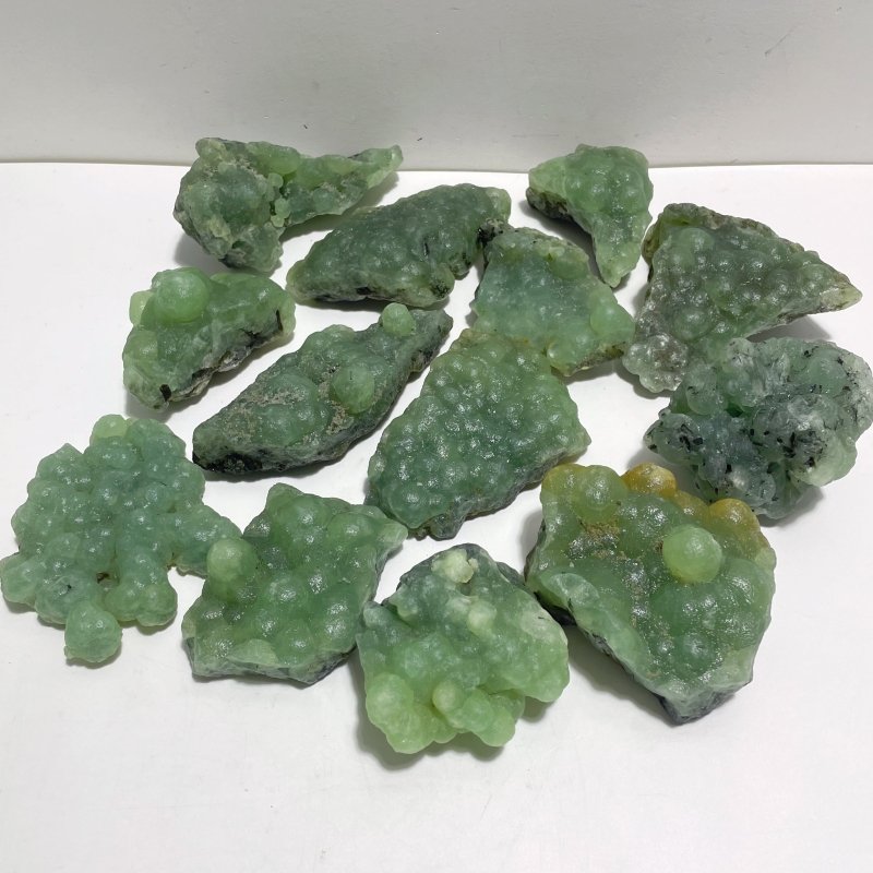 13 Pieces Beautiful Prehnite Mixed Green Tourmaline Raw Stone Specimen - Wholesale Crystals