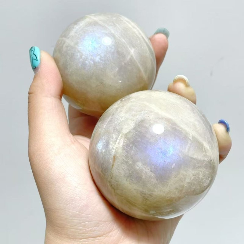 13 Pieces Blue Moonstone Spheres - Wholesale Crystals