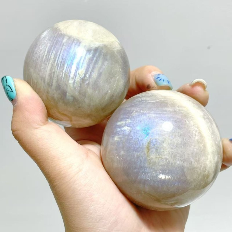 13 Pieces Blue Moonstone Spheres - Wholesale Crystals
