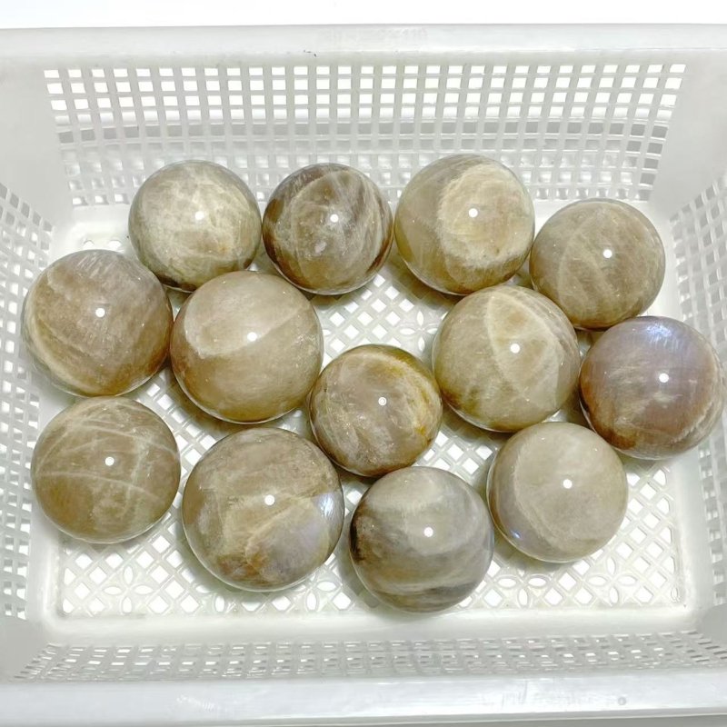 13 Pieces Blue Moonstone Spheres - Wholesale Crystals