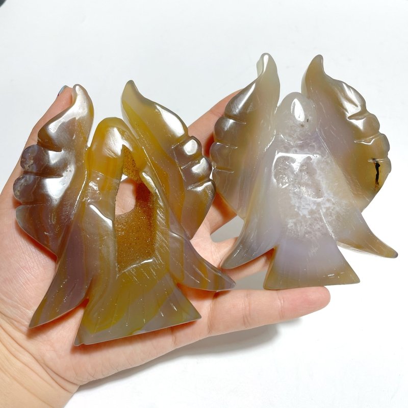 13 Pieces Geode Agate Druzy Angel Carving - Wholesale Crystals