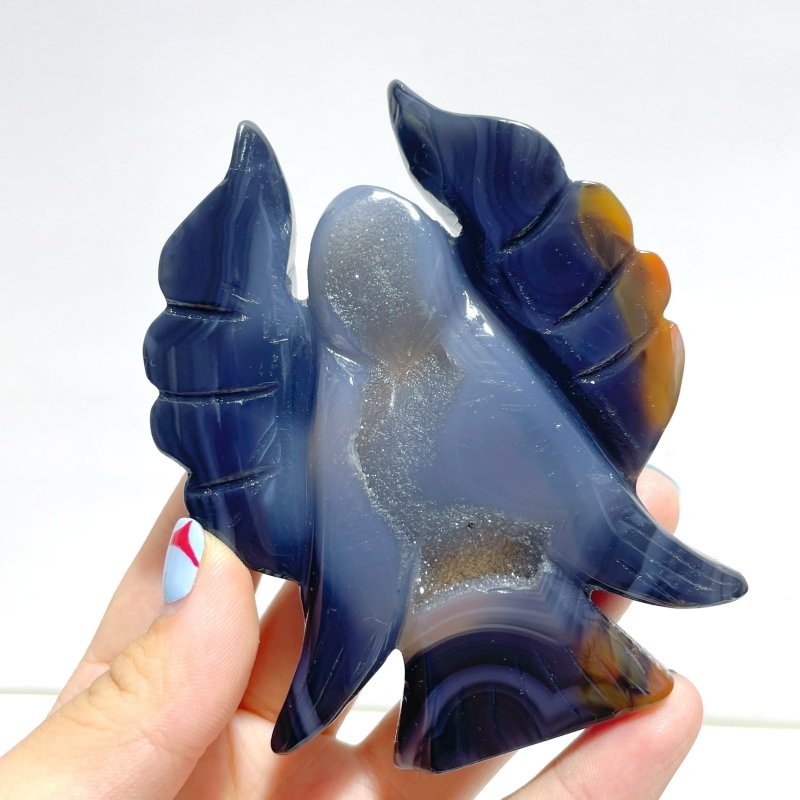 13 Pieces Geode Agate Druzy Angel Carving - Wholesale Crystals