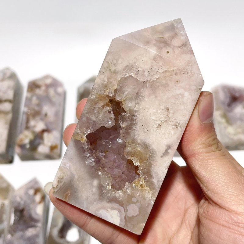 13 Pieces Geode Sakura Flower Agate Tower Points -Wholesale Crystals
