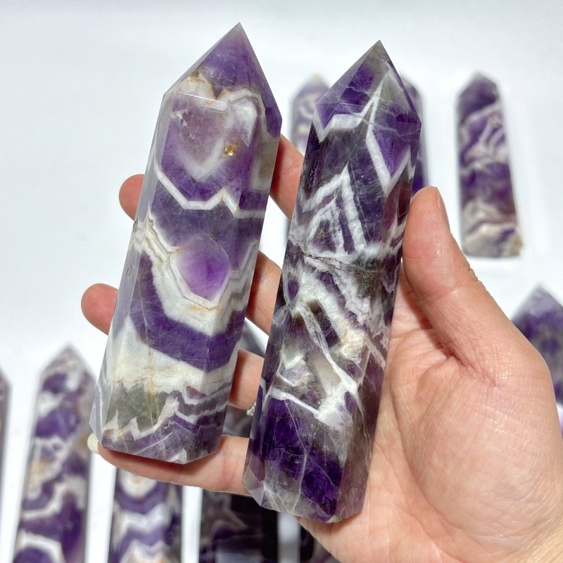 13 Pieces High Quality Chevron Amethyst Tower Points -Wholesale Crystals
