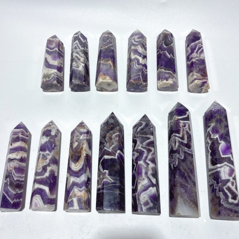13 Pieces High Quality Chevron Amethyst Tower Points -Wholesale Crystals