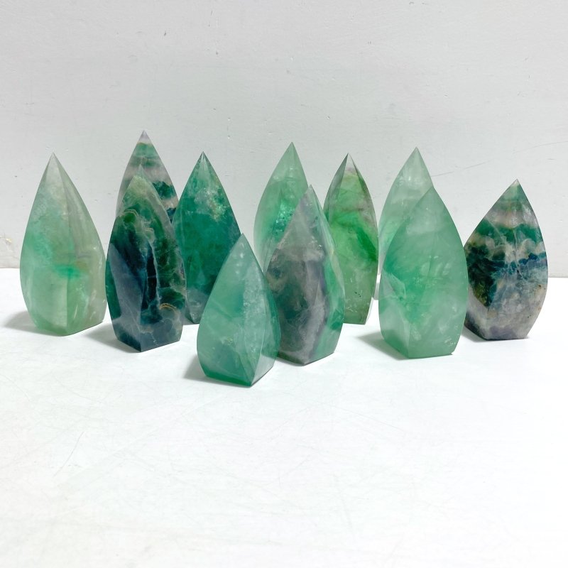 13 Pieces High Quality Large Rainbow Fluorite Flame - Wholesale Crystals